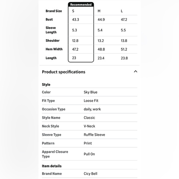 NWT Blue Ruffle Blouse-S - Picture 12 of 13